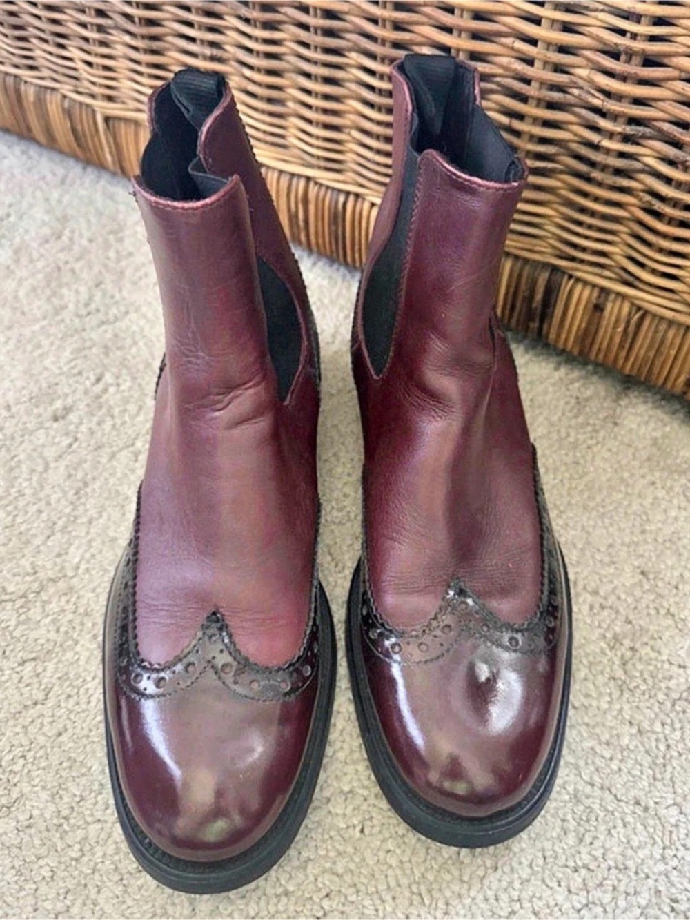 Leather Brogue Chelsea Ankle Boots EU 39